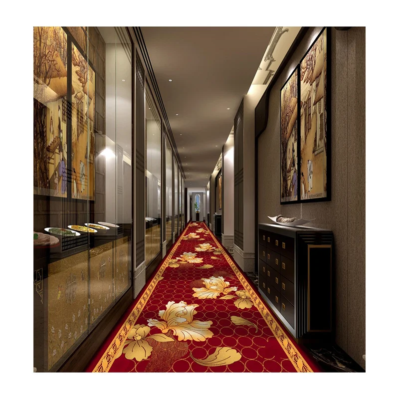 Wall-to-Wall Luxury 5 star Hotel Carpet with Abstract Printed Pattern Custom Model Hotel Room Hallway Anti-Slip Machine Made