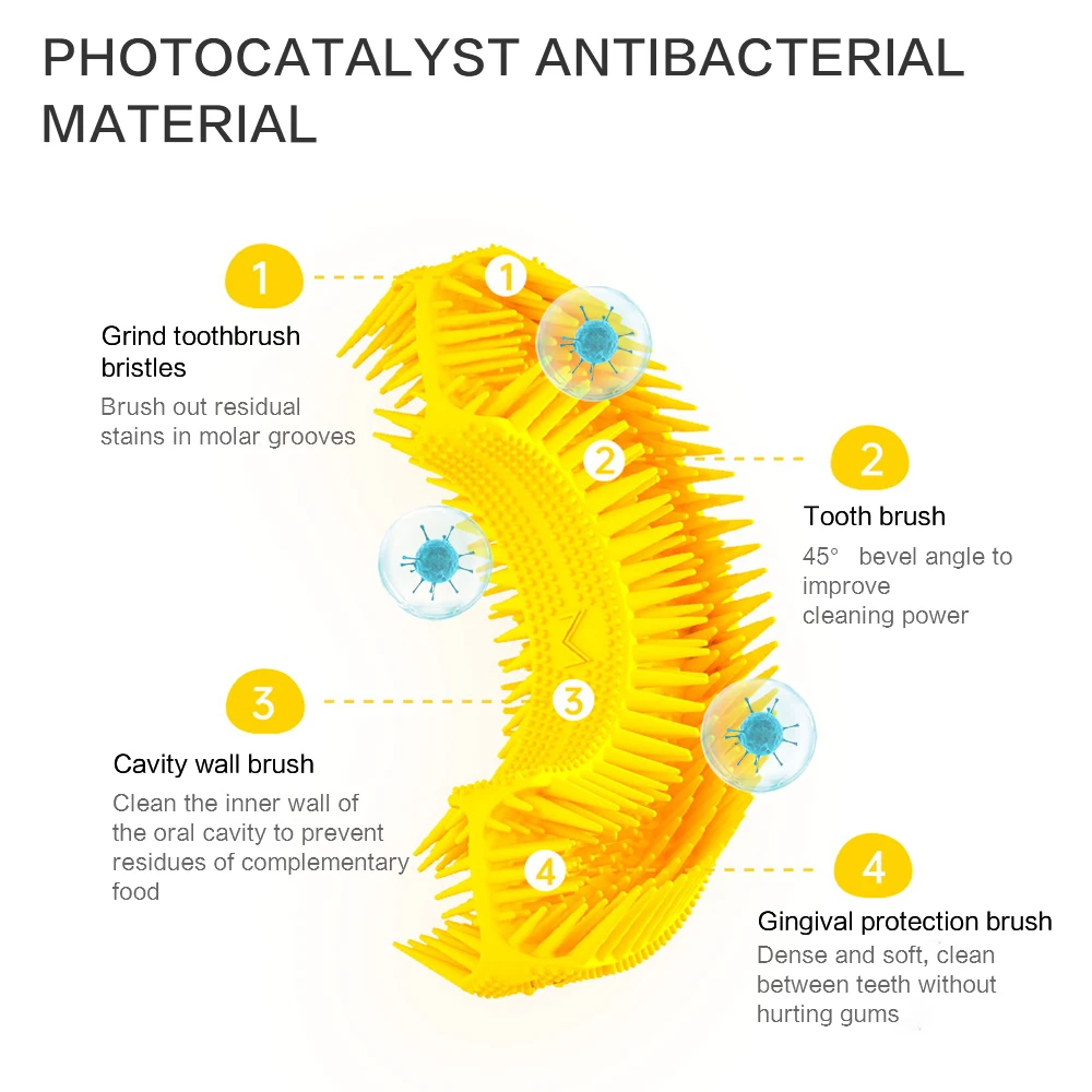 v-white cute mini yellow duck sonic two kinds of music guide mode children baby electric toothbrush U-shaped toothbrush