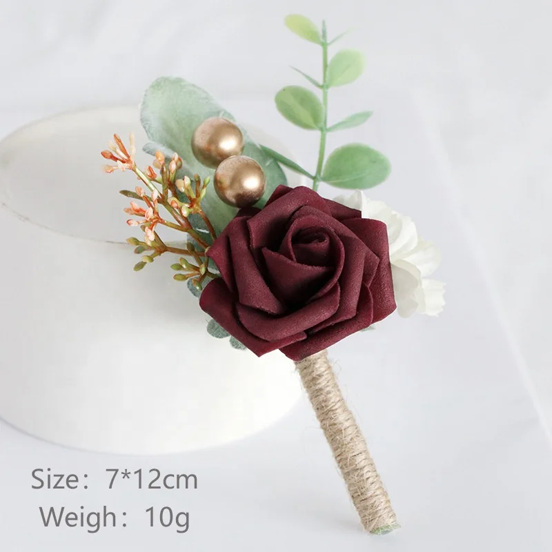 Boutonniere Wedding Men Corsage Silk Artificial Flower Wrist Flower Bracelet Corsage Brooch For The Wedding Party Prom Accessory