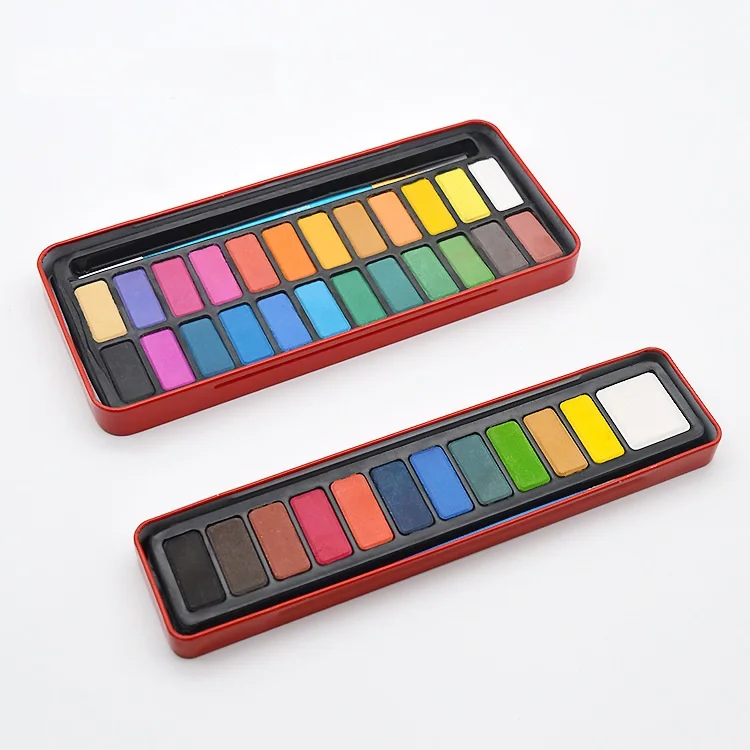 High Quality Premium Pigment 24 Color Solid Aquarelle Solid Watercolor Paints