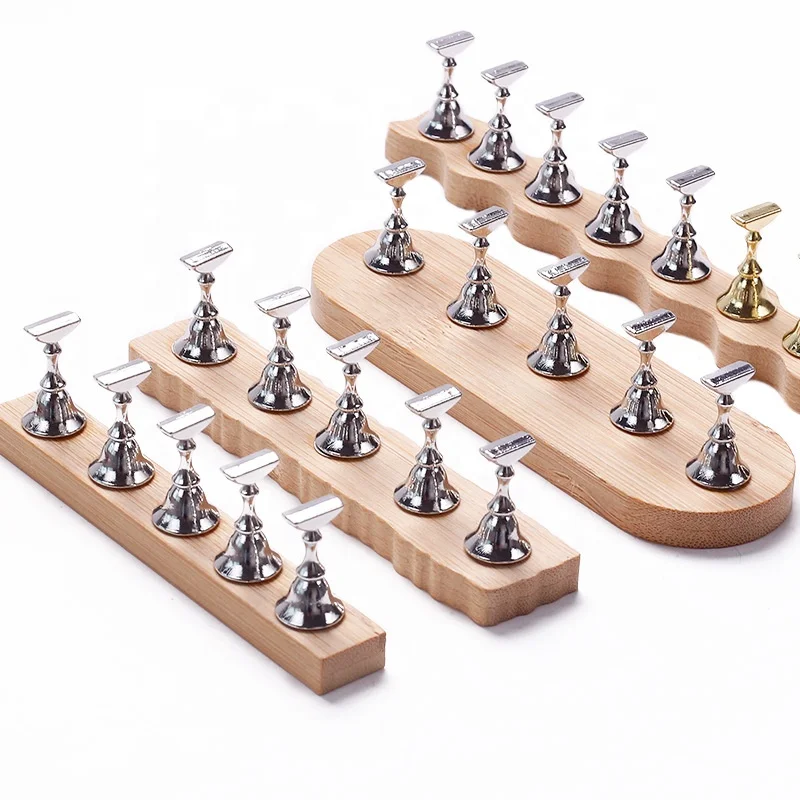 Hotsale Wood Base Magnetic Suction Nail Rest  Fixed Nail Tips Stand Holder Nail Art Practice Exercise Rack Set