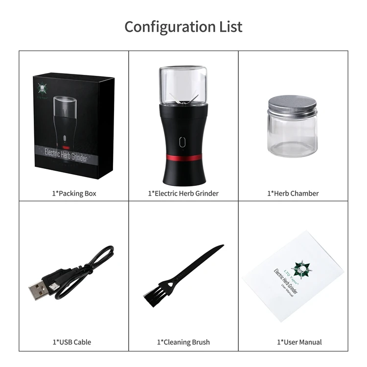 
Auto Electric Smoking Herb Grinder with Glass Visible Window 1100mah large capacity 