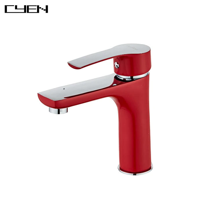 China Factory Price European Style Mini Body Two Handles 3 Hole Bathroom Golden Faucets Colorful Basin Tap Griferia