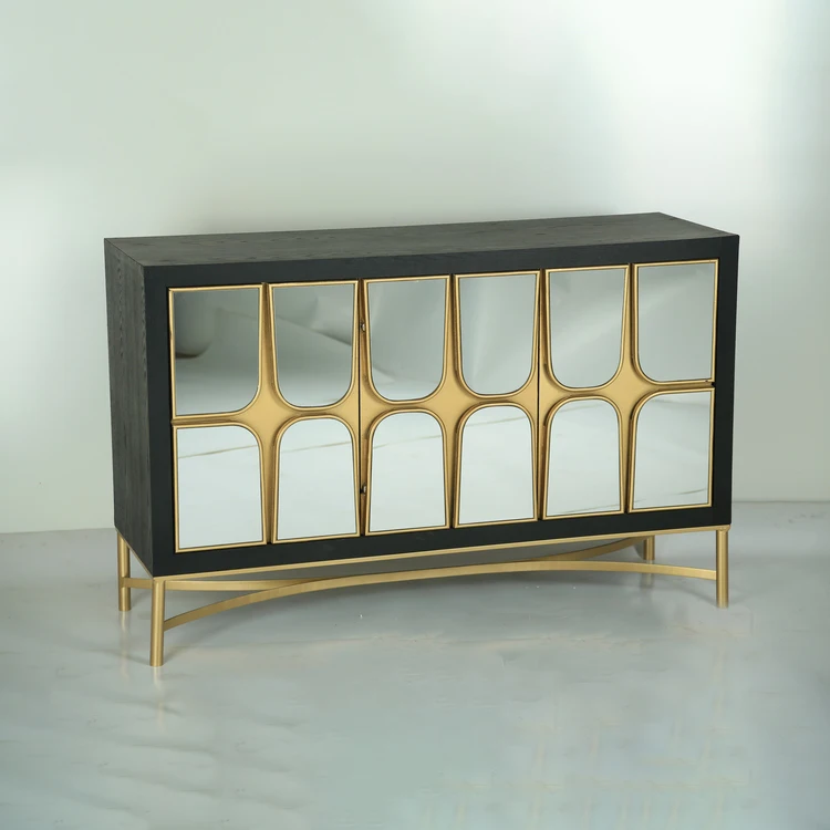 Современный дизайн мебель для гостиной деревянный металлический зеркальный шкаф для хранения