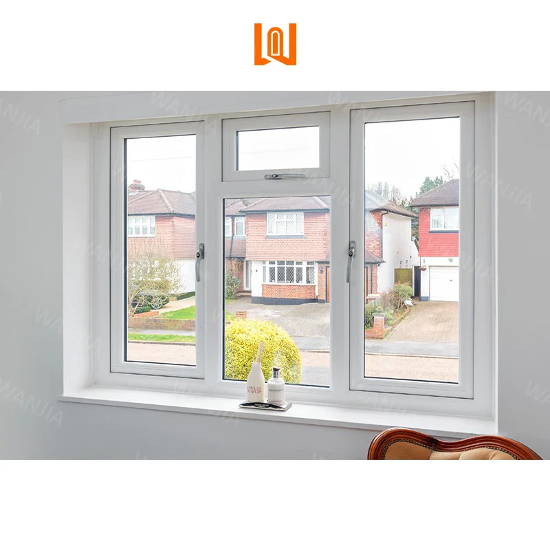 Factory direct customized white frame plastic PVC windows double glazing soundproof UPVC windows indoor casement windows