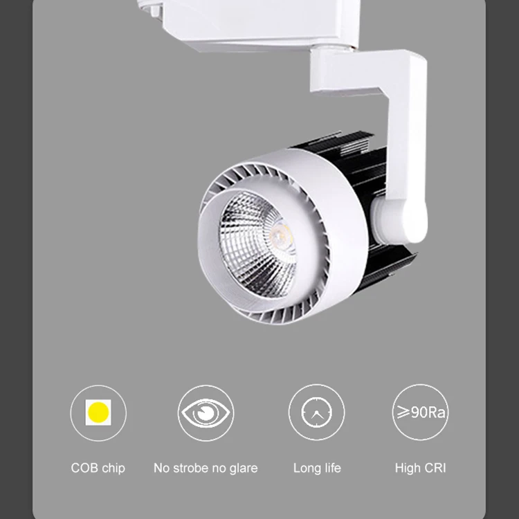 DGLUX Hot Selling Single Phase 3wire CRI90 Anti Glare Flicker Free Adapter Combined 20W 40W COB LED Track Light