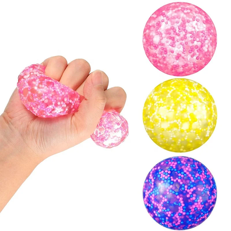 Colorful TPR Gel Water Bead Anti Stress Relief Custom Fidget Squeeze Mesh Squishy Stress Ball With Logo Fidget Toys For Kids
