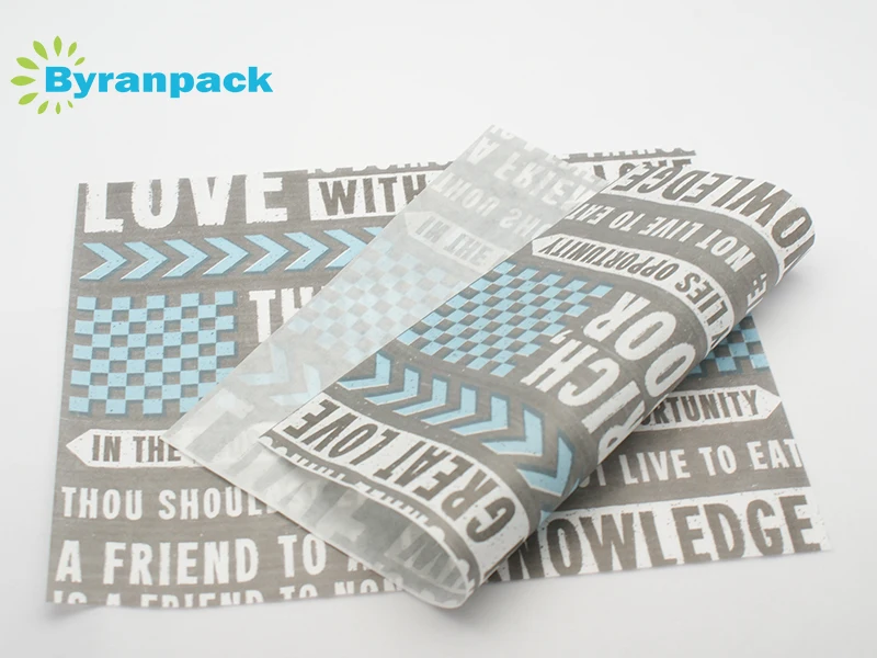Custom printed food grade wrapping greaseproof paper baking paper parchment paper