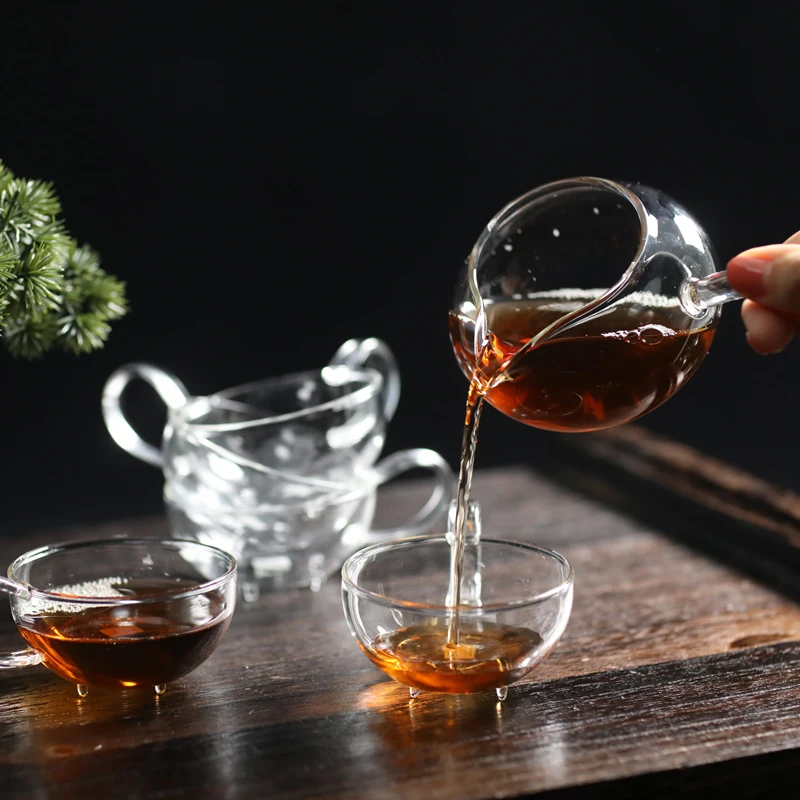 Three legged glass cups tea cup set OEM custom logo Chinese teacup high borosilicate glass drink cups