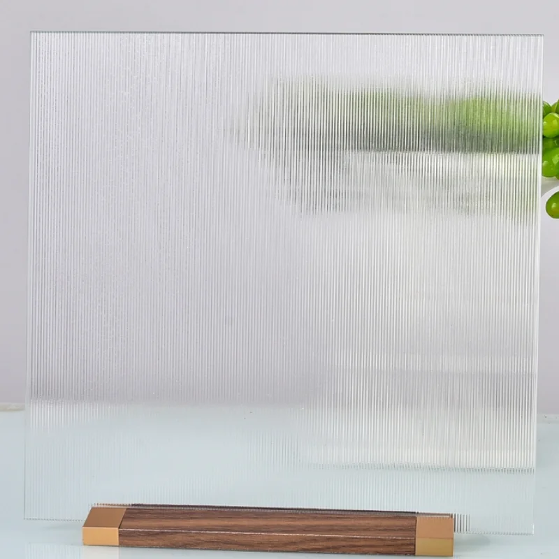 Corrugated texture Tempered Decorative Safety Craft Glass fluted lampwick glass for Partition