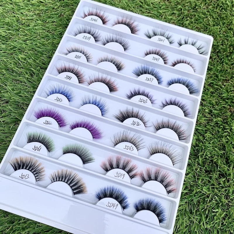 New Style Color Strip Lashes And Unique Custom Packaging Box Products China False Eyelashes Colorful