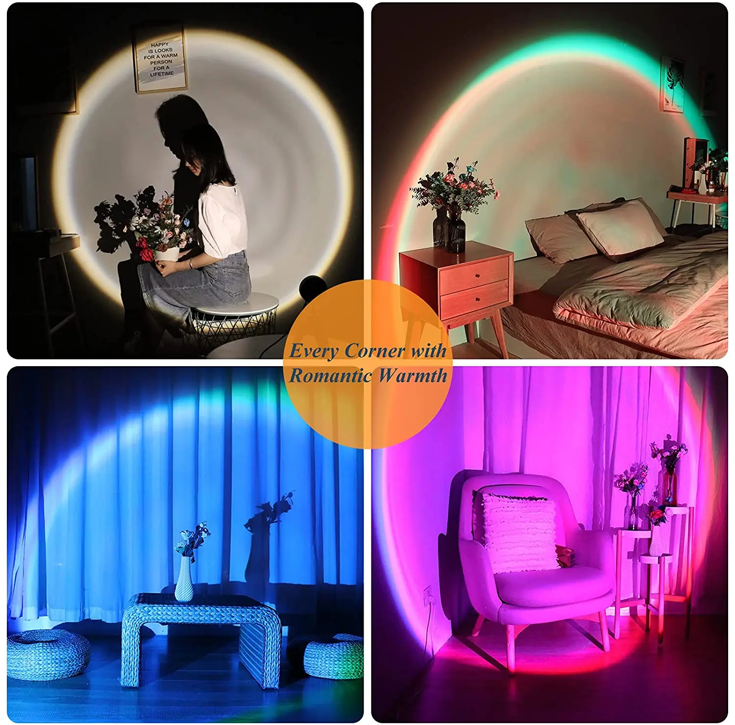 Sunset Lamp Projection 16 Colors Changing Projector LED Lights Floor Lamp Rainbow Projection Light 360 Degree Rotation