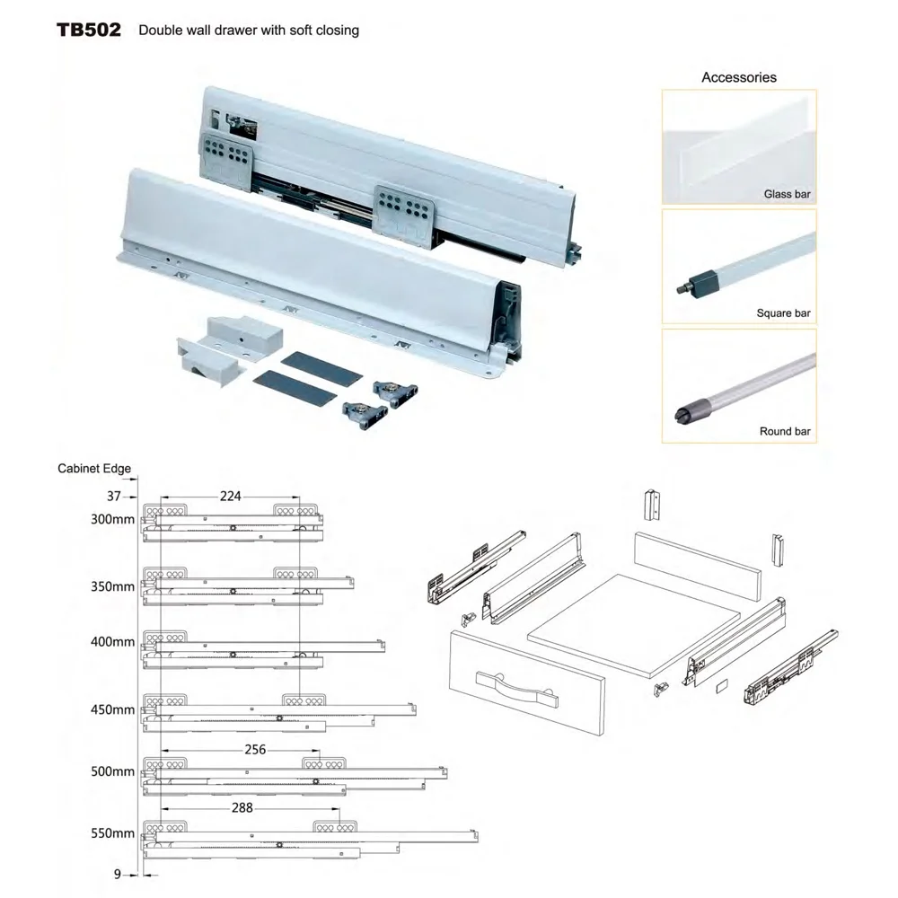 Double Wall Drawer with Soft Closing TB502