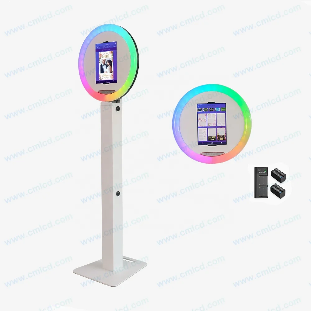 Dc power supply and mobile power supply rotatable ipad photo booth machine 12.9' light weight hand held photo booth for ipad