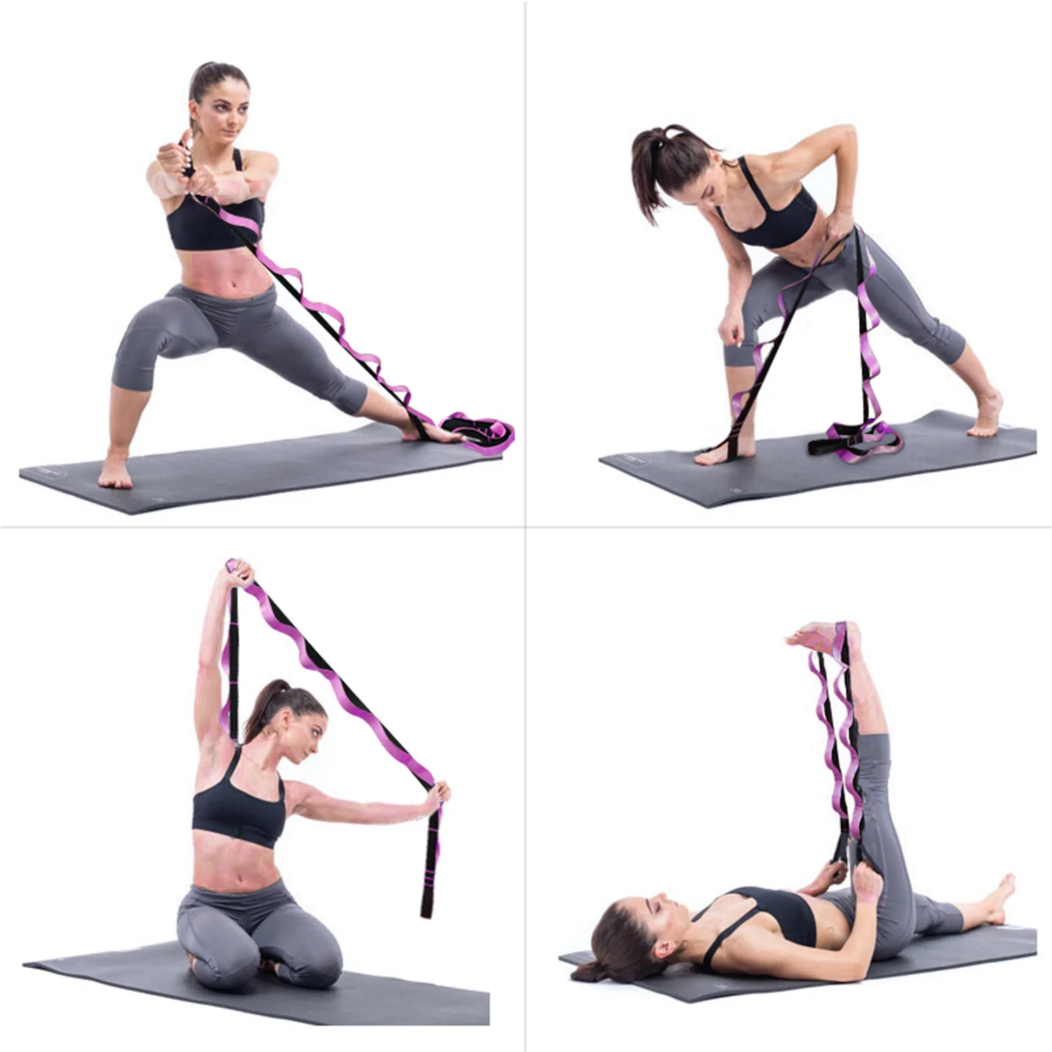 Yoga Strap for Stretching with 12 Loops Hamstring Stretcher Belt Physical Therapy Equipment for Best Flexibility Stretch Strap