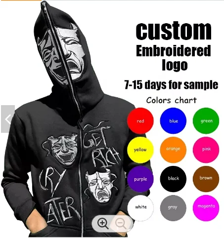 Shinesia High Quality Oversize Heavyweight Bape Hoodies Cotton Printed Custom Logo Full Zip Up Hoodie