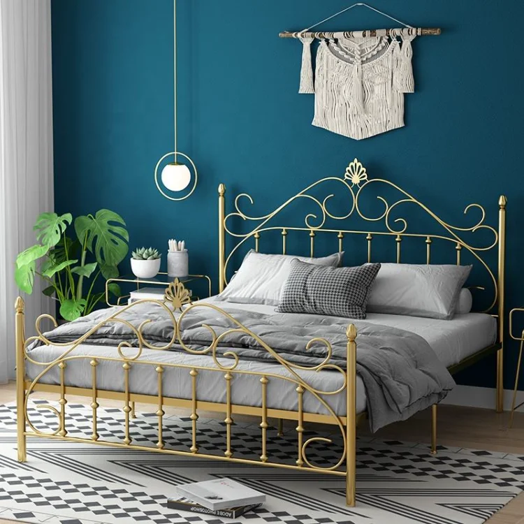 JSC-33 Scandinavian princess simple modern style metal bed creative hotel single thickened B&B and double bed iron frame