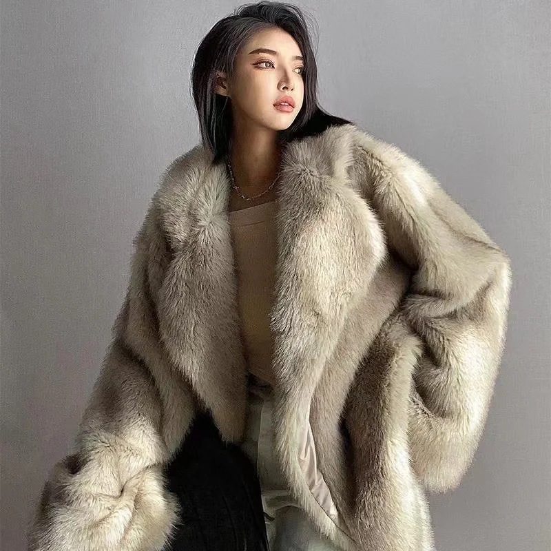 2022 Luxury Winter Fur Coat Fashion Racoon Genuine Fox Fur Coat for women