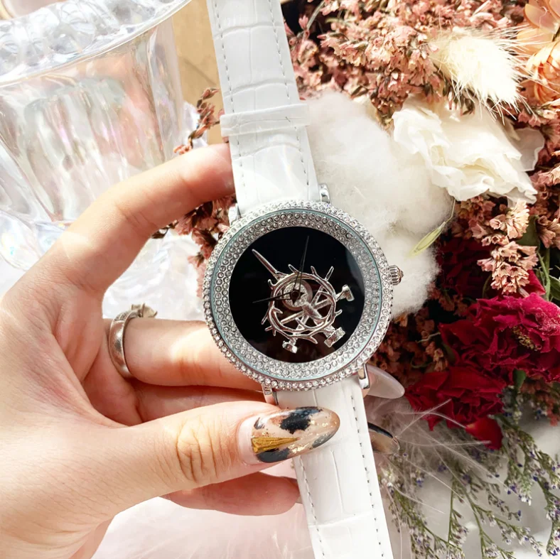 Eskeem New Arrival High Quality Personalized Large Dial Ladies Watch Trend Fashion Full Diamond Belt Watch