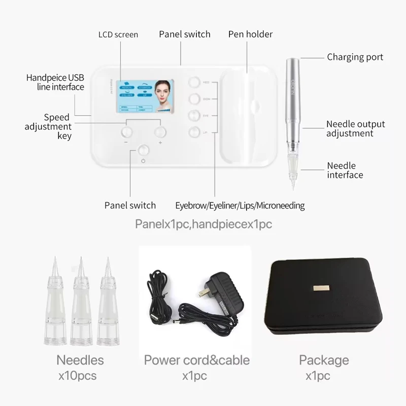 PMU pen supplies FAMISOO OEM logo wireless eyebrow lips eyeliner face tattoo gun professional mts semi permanent makeup machine