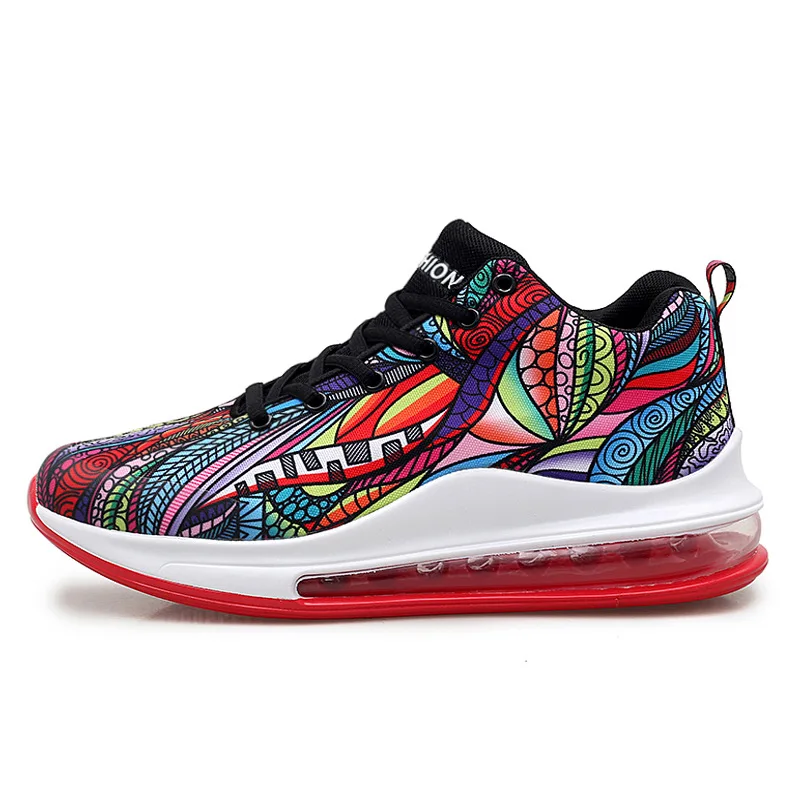 2021 new basketball shoes graffiti sports shoes four seasons breathable running shoes