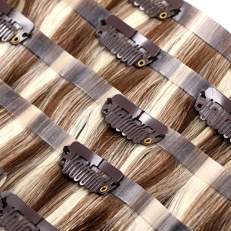 Double Drawn Clip in Hair Extension 100% Human Hair, Invisible PU Clips in