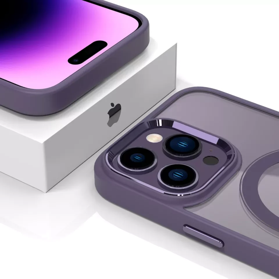 New Arrival Deep Purple TPU PC back cover Wireless Charging Magnet Mobile Phone Case for iphone 14 Pro Max