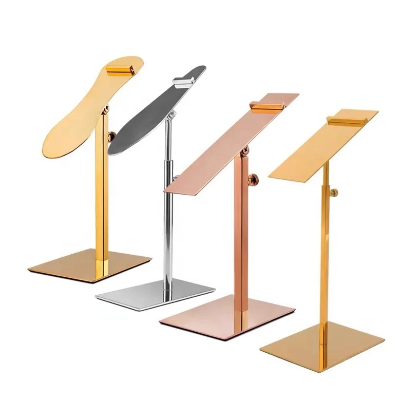 Retail Adjustable Height Metal Shoe Display Stand Golden Silver High Heel Shoes Display Racks Holder