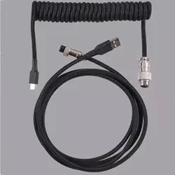 Custom Design 3M Coiled Aviator Connector Data Cable Type C USB Keyboard  For Mechanical Keyboard Spiral Paracord with Sleeve