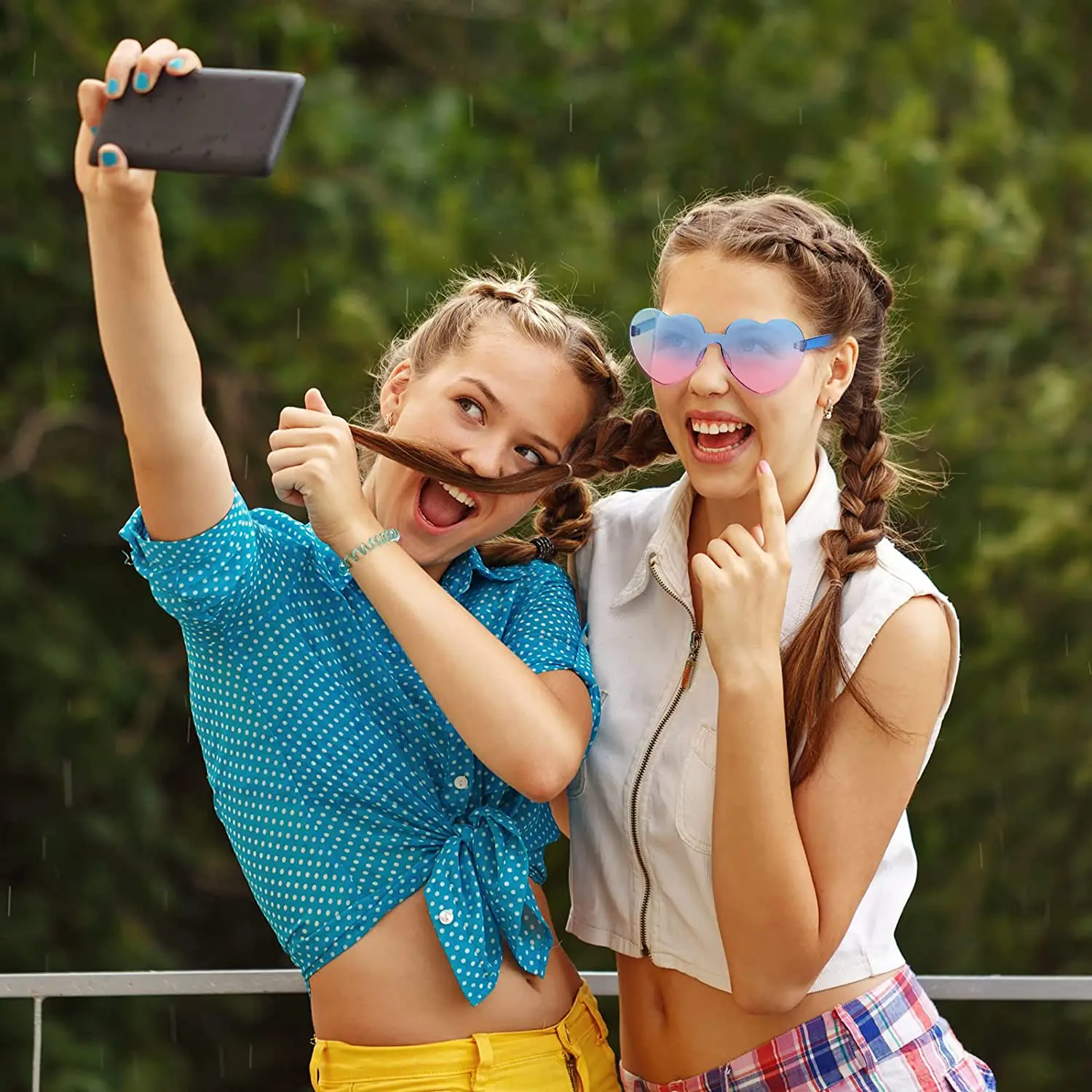 Wholesale Custom Frameless Lens Eyewear Candy Color PC Rimless Sun Glasses New Trendy Loving Heart Shape Sunglasses