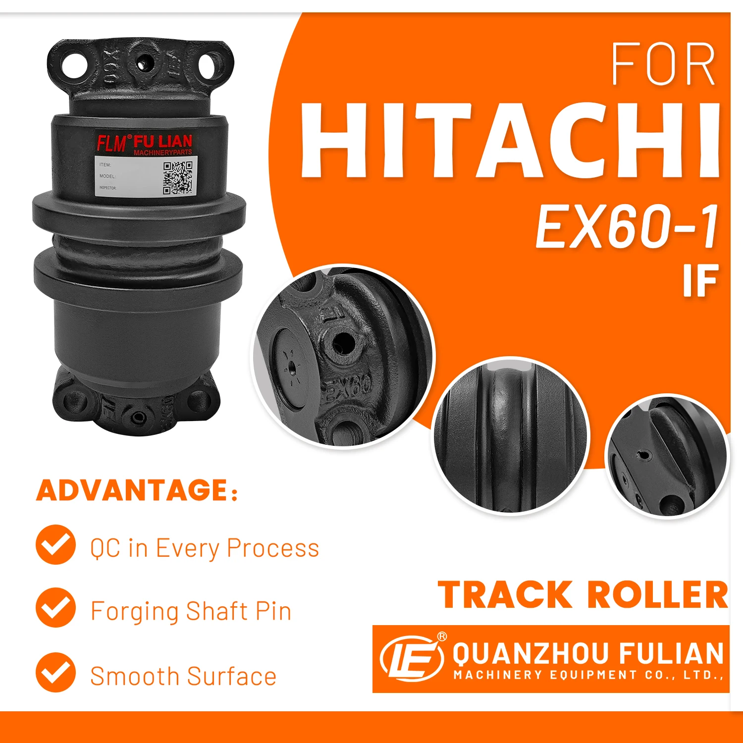 For Hitachi Chassis Parts EX60-1 Track Bottom Roller Excavator Undercarriage Parts