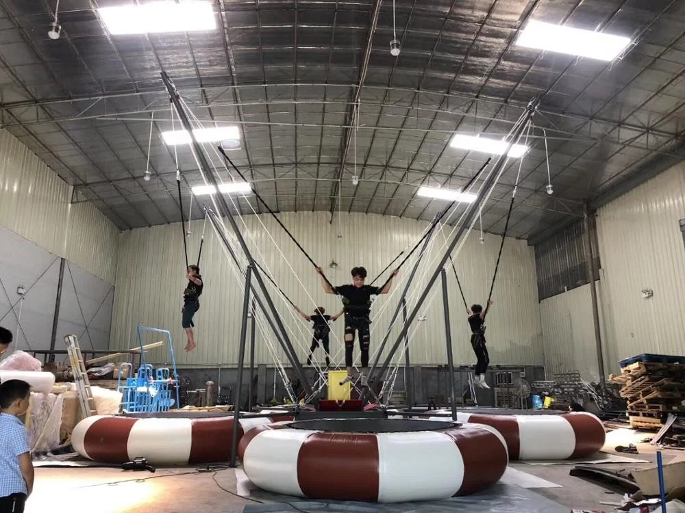 Inflatable bungee jumping trampoline amusement park equipment for sale