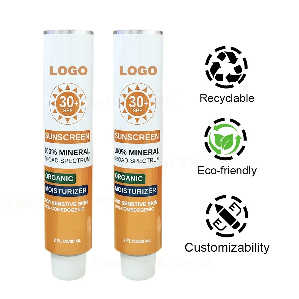 Factory Custom 60ml Alu Tube Soft Cosmetic Metal Squeeze Tube for Sunscreen Cream Skin Care Use