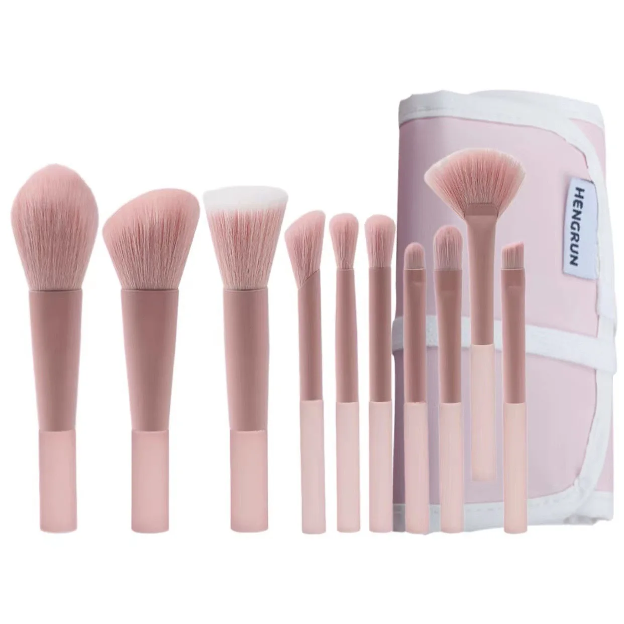 10 Pcs Makeup Brush Set for Travel Makeup Brush Kit Wholesale Mini Peach Pink Synthetic Hair Lipstick Set Foundation Brush