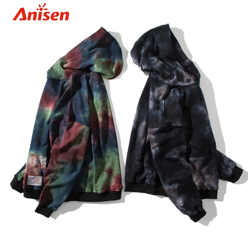 Wholesale Oversized Quarter Zip Streetwear Hoodie, Men Custom Windbreaker Windproof Hoodies Tie Dye Pullover