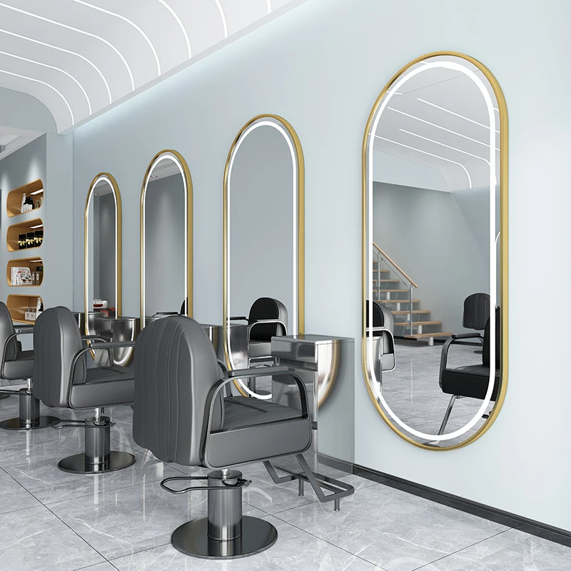 High-grade Vertical Barber Mirror for Salon Equipment Hairdressing LED Lights Beauty Makeup Salon Wall Mirror