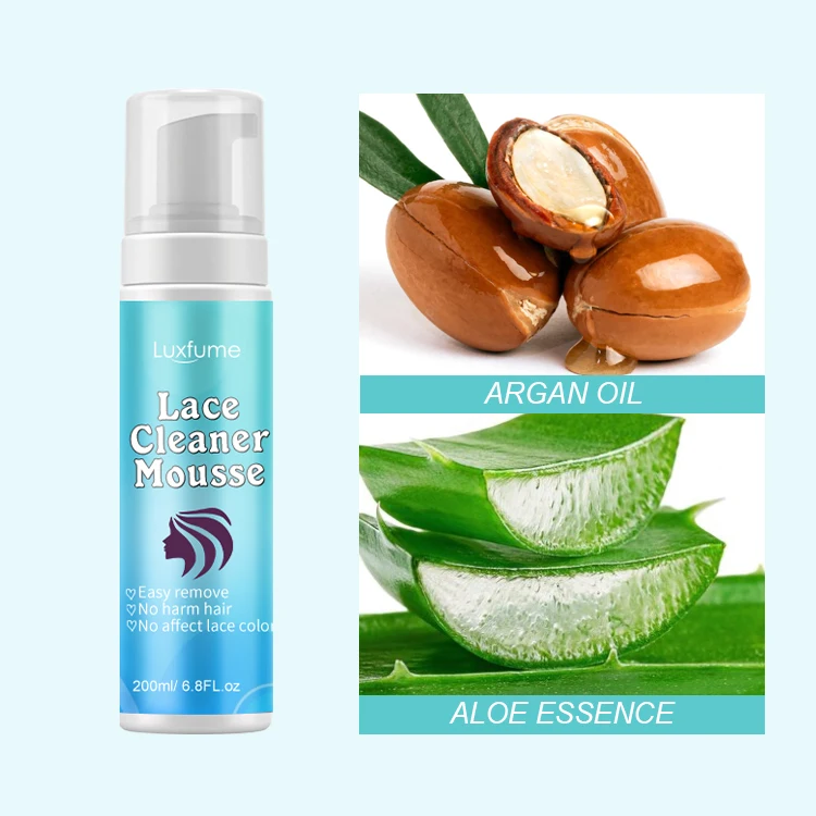 Private Label Natural Aloe Argan Oil Wig Care Products Lace Glue Cleaner Wig Lace Cleaner Hair Mousse