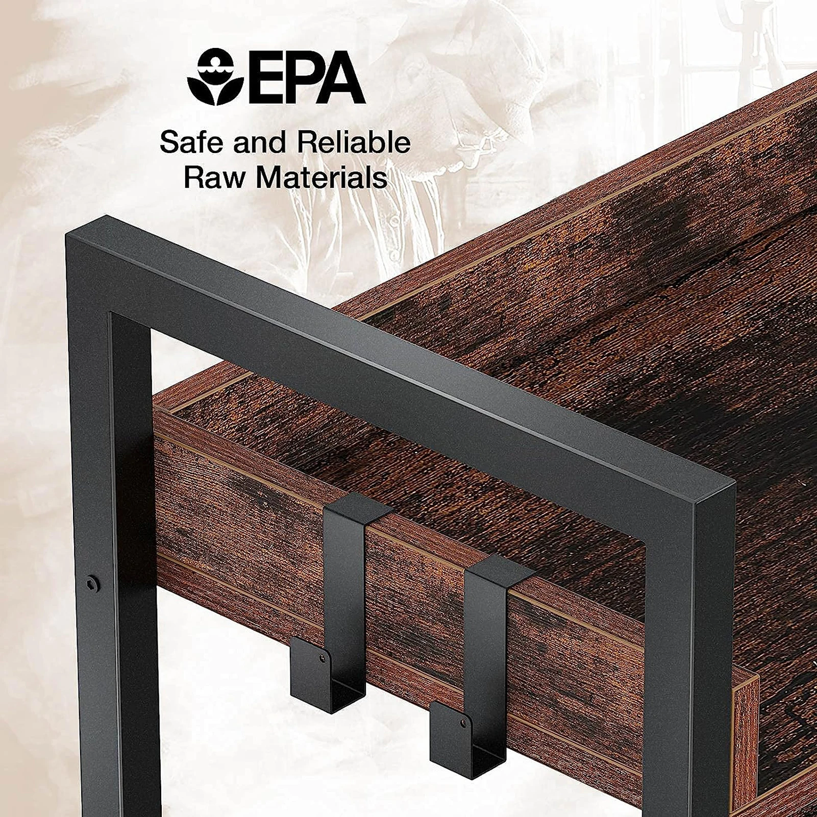 Bookshelf 6 Tier Industrial Bookcase Vintage Storage Rack with Open Shelves Rustic Standing Bookshelve Metal Frame Display Rack