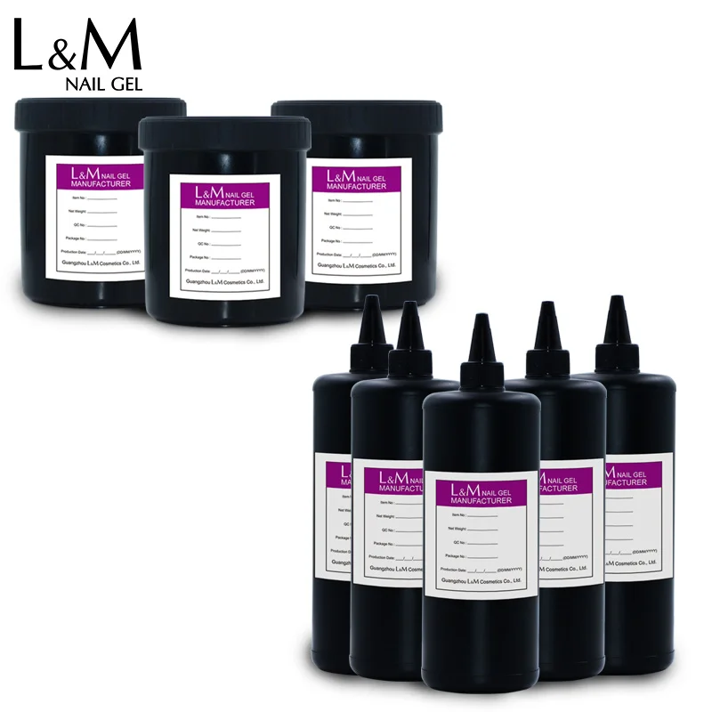 L&M nails supply Wholesale gel polish UV Base Top Coat Gel Bulk package