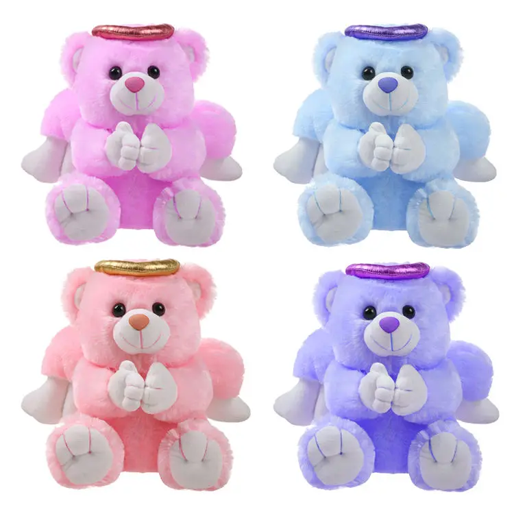 Custom Stuffed Plush Pink Tooth Teddy Bear With Wings Pretty Kids Toy Soft Plush Angle Teddy Bear