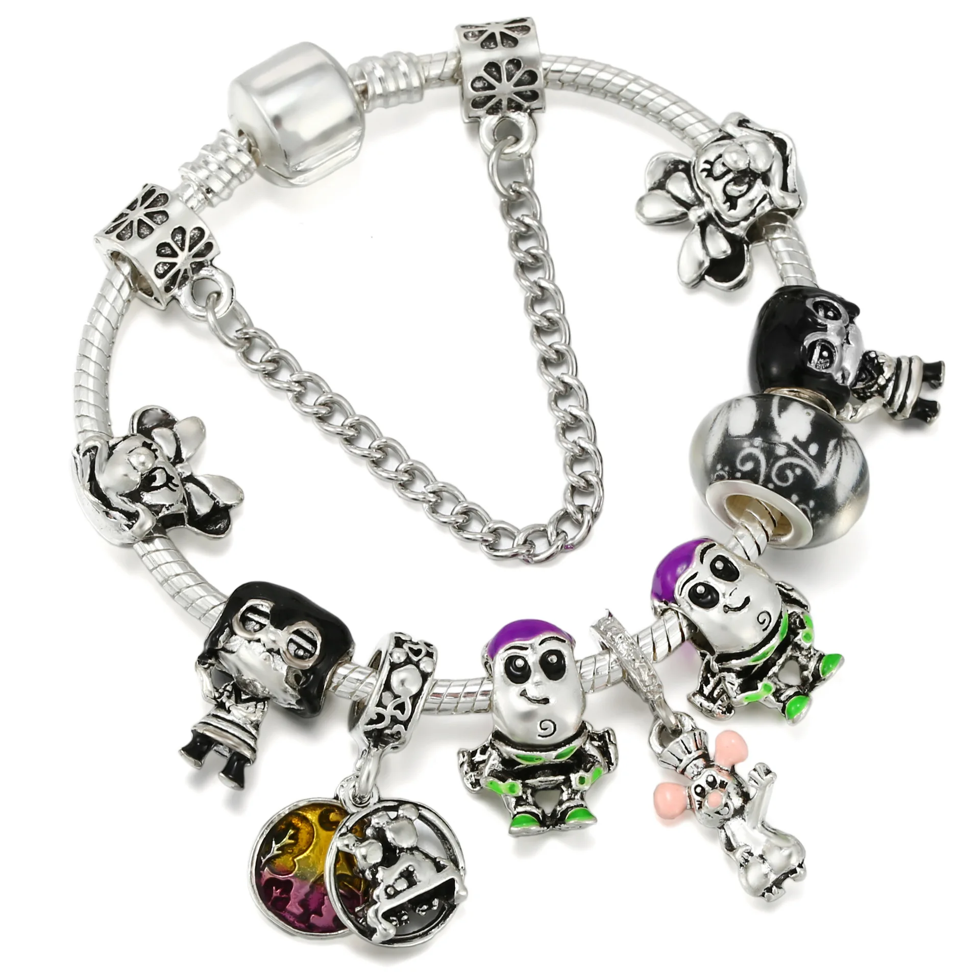 Custom silver bracelet fashion classic charm open Bracelet suitable for Pandoraer Bracelet women men for kids teen girl box gift