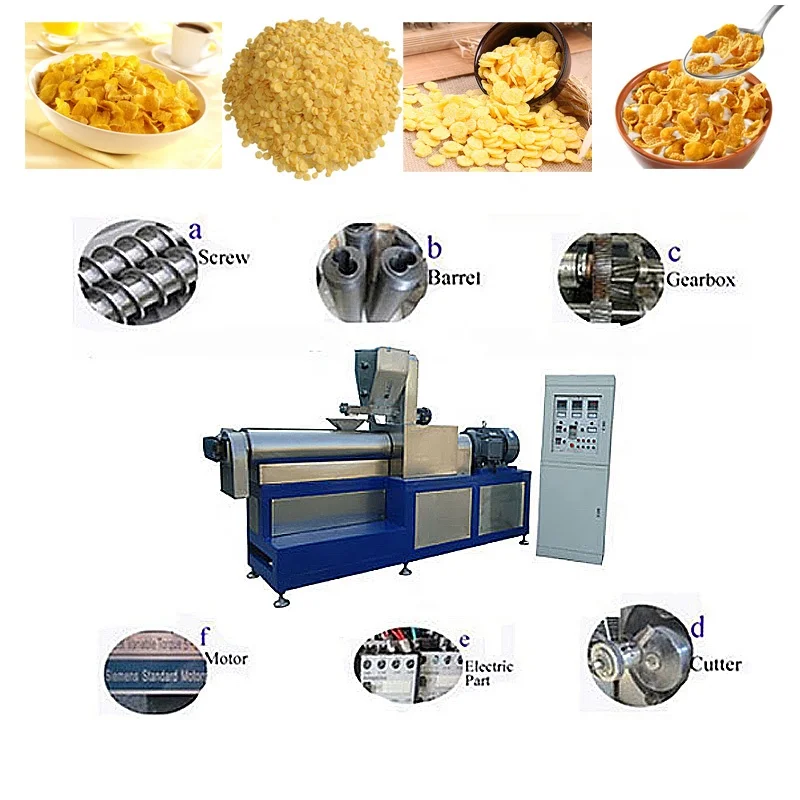 Hot Sale Industrial breakfast cereal corn flakes flaking making machine full automatic breakfast cereal making machine