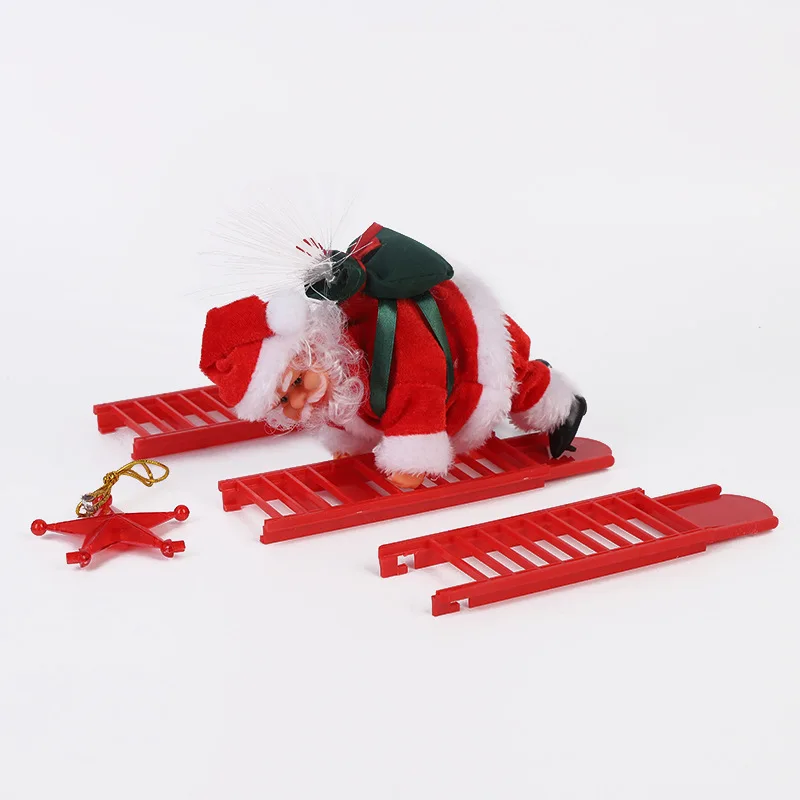 New climbing santa claus beads electric music Santa Claus red ladder Christmas doll Christmas gift decorations