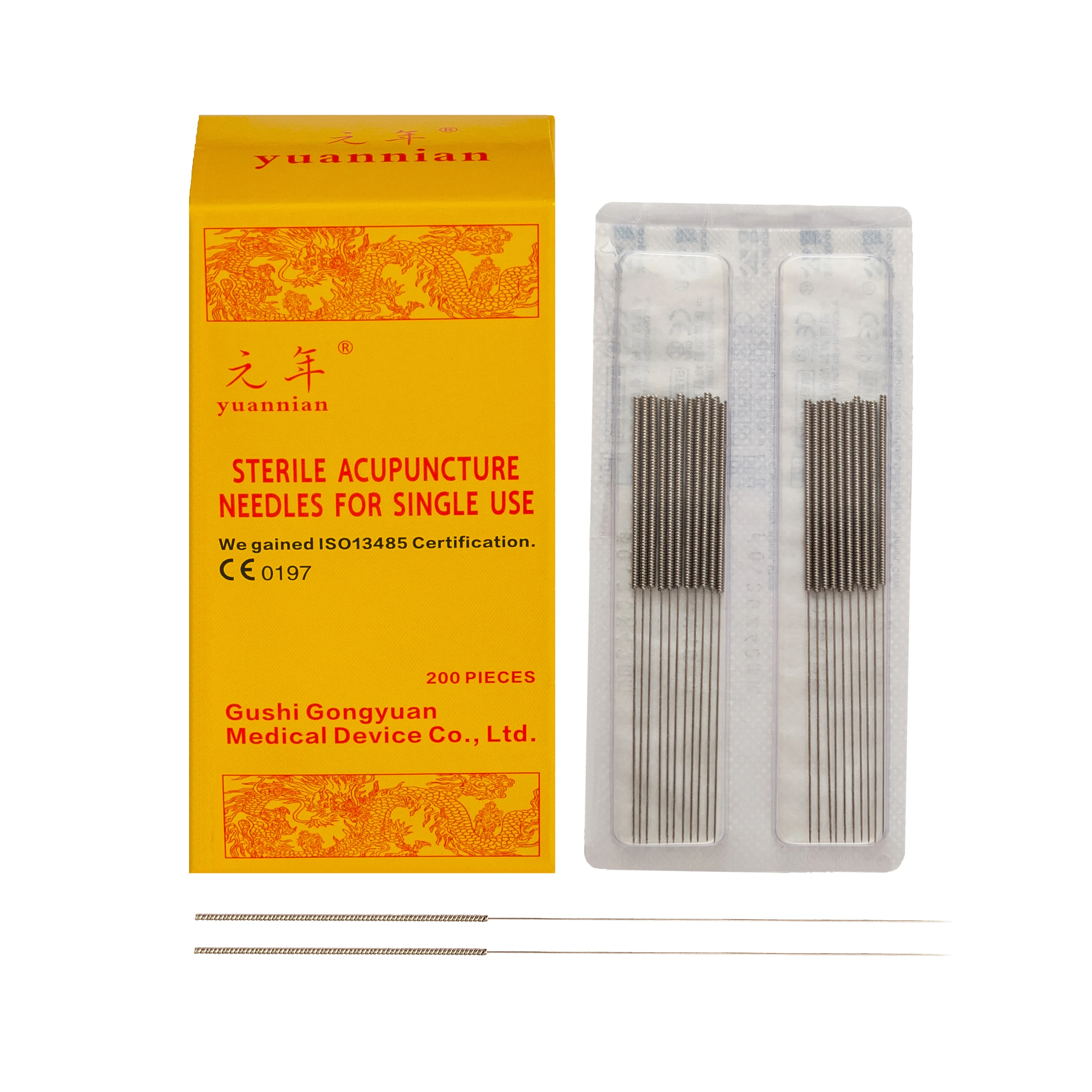 Stainless steel handle without loop 200pcs TCM Wholesale Acupuncture Needles Sterile Disposable