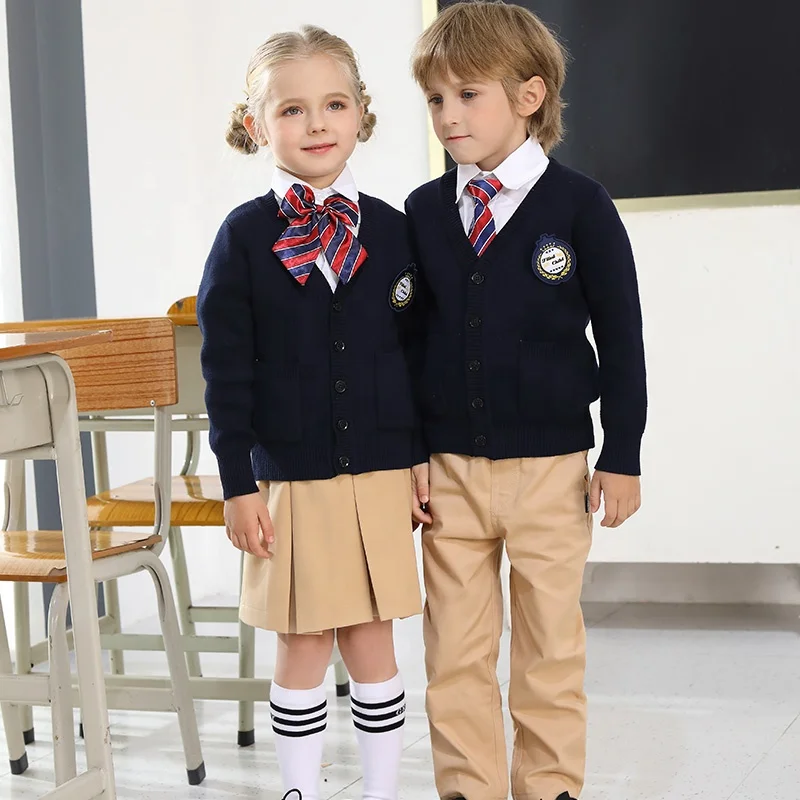 12 years factory directly sell high end quality and good fitting school cardigan uniform set