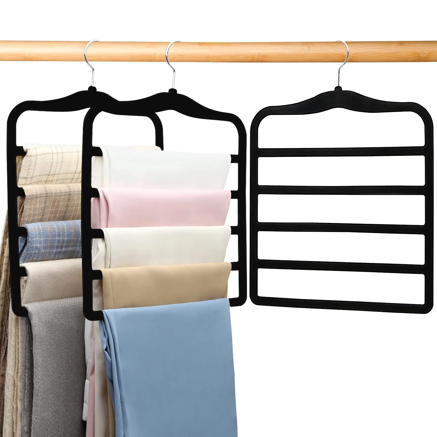 Closet Organizers and Storage 3 Pack Organization Storage Pants-Hangers Space-Saving Velvet Hanger for Home