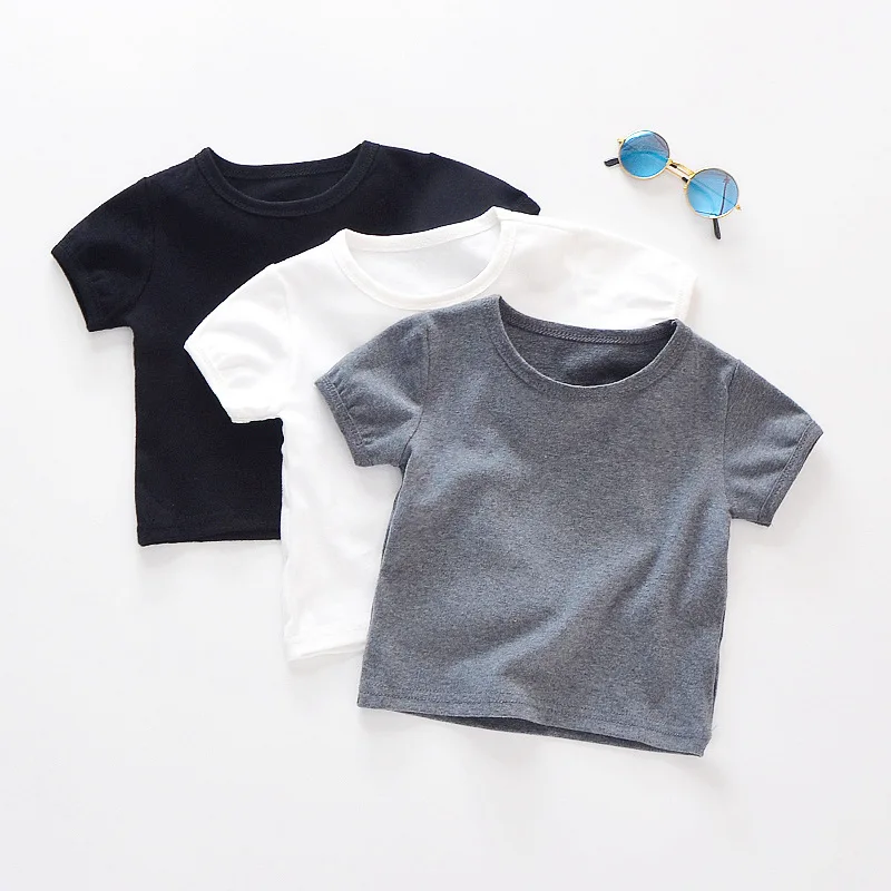 
Kids Baby T-shirt Unisex Tshirt Knitted Toddler Top Short Sleeve Children Baby 2020 Summer Tee White Gray Black 