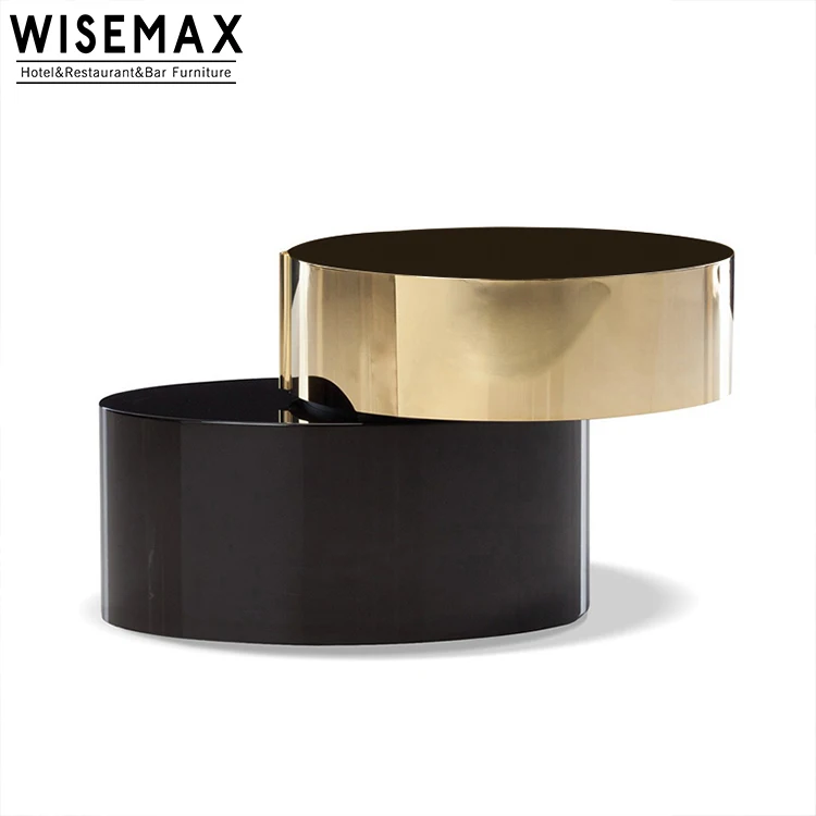 Мебель WISEMAX оптовая цена высококачественный двухслойный круглый журнальный столик из закаленного стекла кофейный с деревянной основой