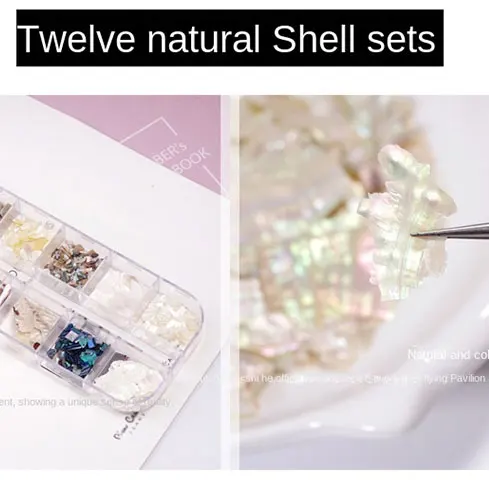 12 Colors Shell Slices Nail Rhinestones Nail Decoration