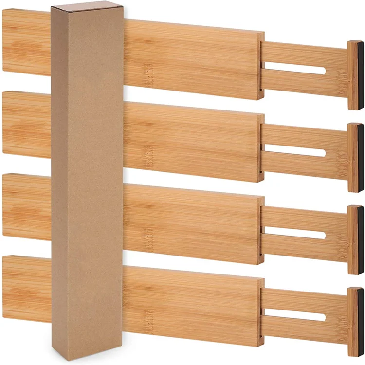 Home Partition Board Retractable Adjustable Bamboo Board Free Separation Office DIY Drawer Divider Easy to Install